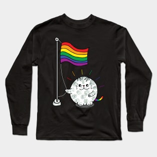 Raise the pride flag lgbtq cat Long Sleeve T-Shirt